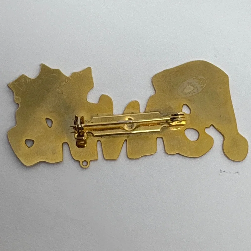 Vintage Santa's Hat Holly Christmas Pin Brooch Gold Tone‎ Holiday Festive